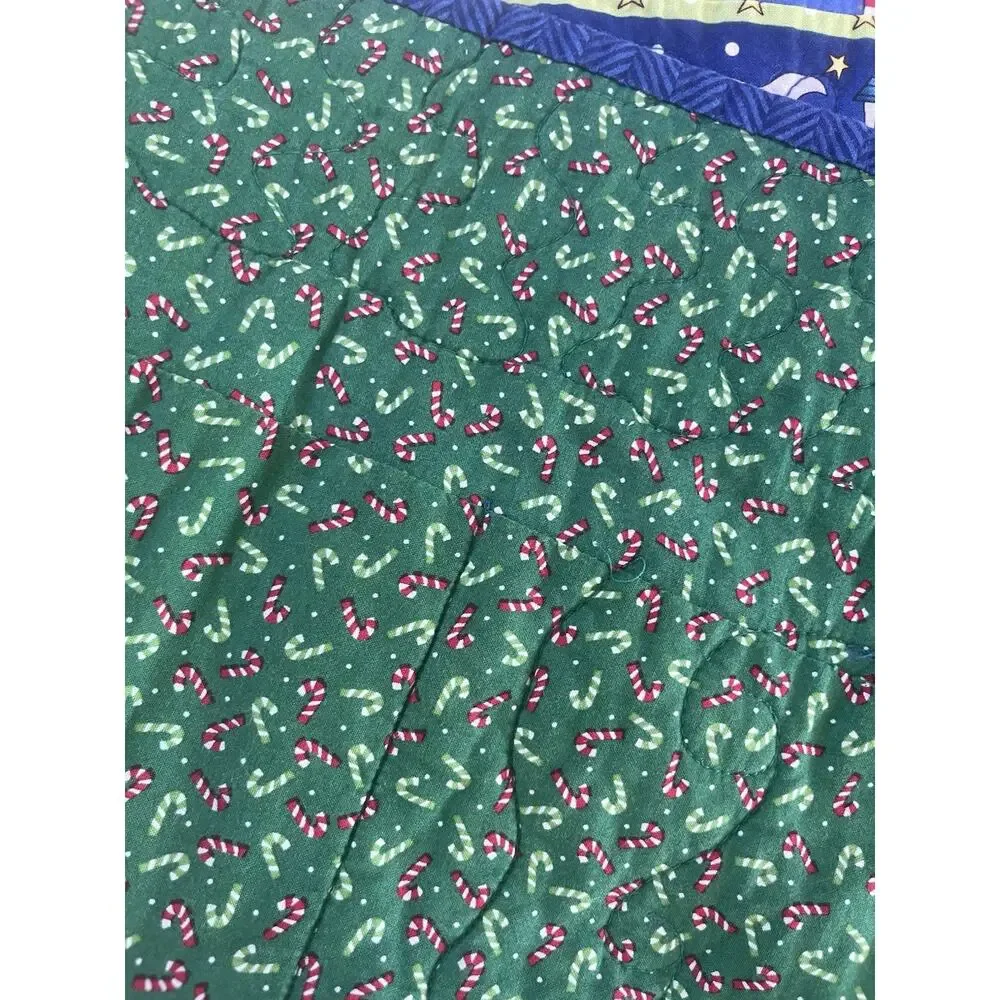 Vintage Handmade Christmas Quilt Blanket